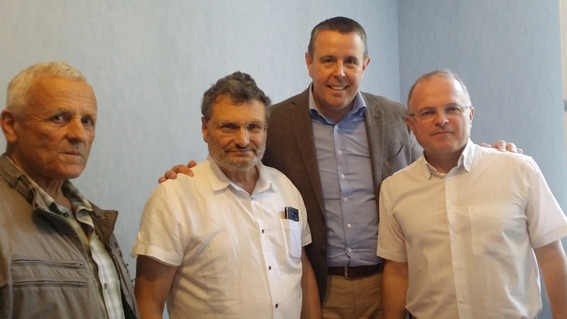 De gauche à droite : René PONTET, Jean-Pierre DEROIRE, Patrice VERCHERE et Bruno PEYLACHON