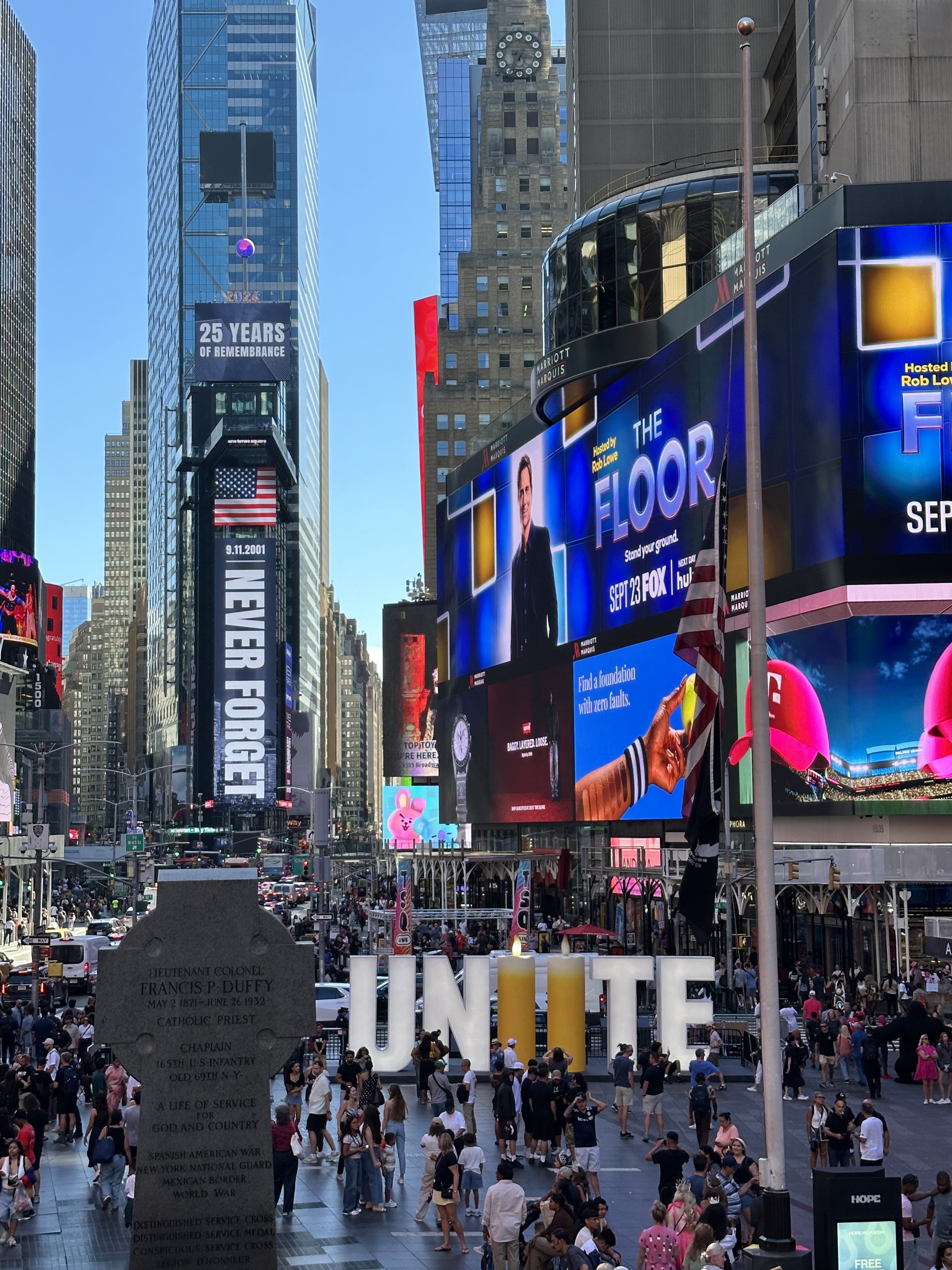 Time Square en unité avec le 11/09